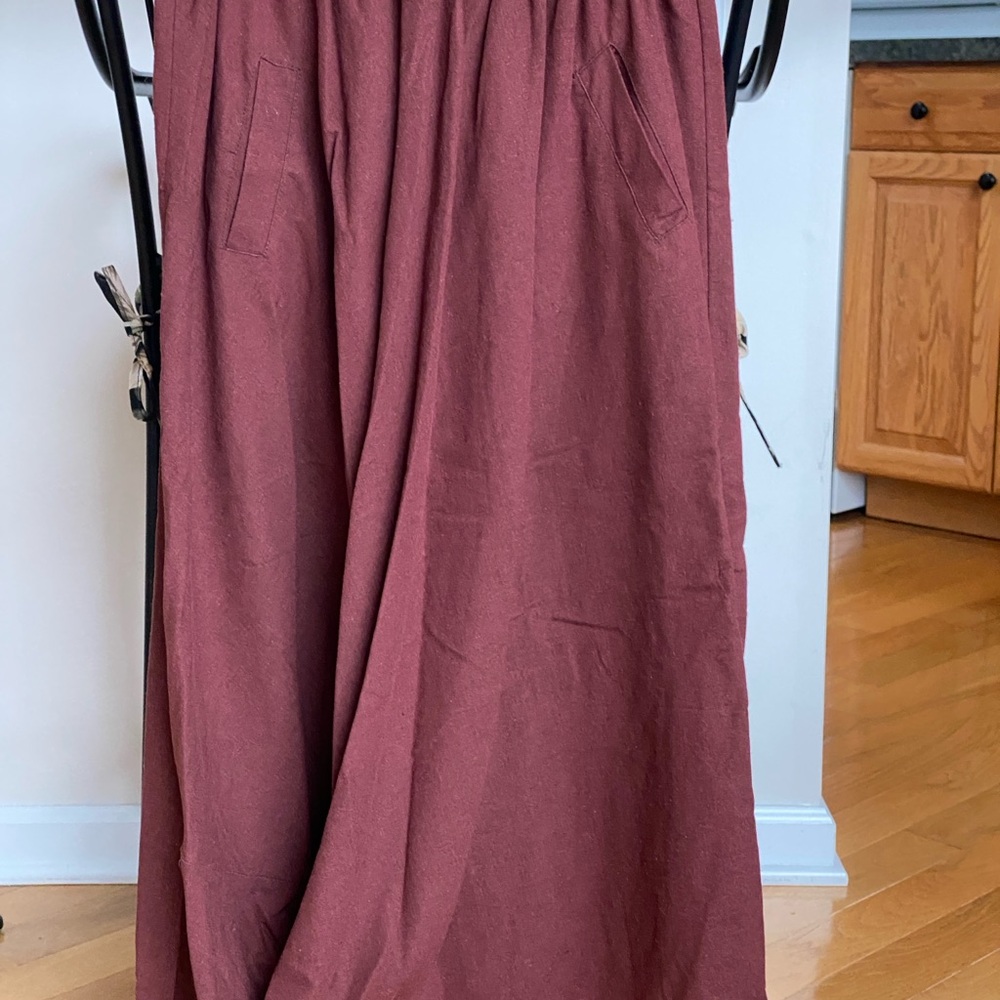 Linen Burgundy Skirt